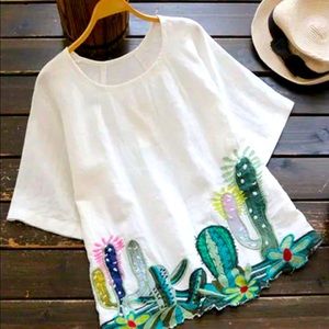 Zaful Embroidered Cactus Tunic